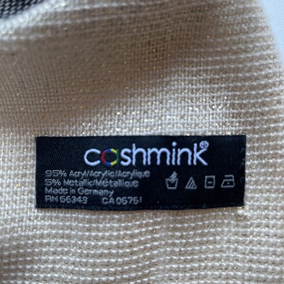 Cashmink Oversized Plaid Scarf 22X76" Beige Bayberry Fringe Quiet Luxury Germany - Picture 5 of 7